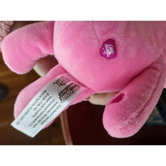 Pink Care Bear Cheer Bear Rainbow 9" Basic fun heart nose plush cub - Picture 3 of 5